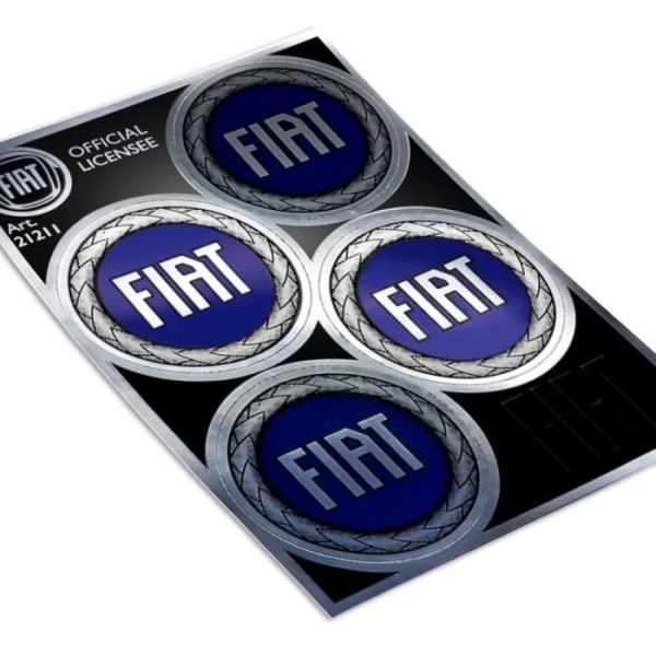 Officiella Fiat-klistermärken, 2 blå logotyper, bord 94 x 131 mm