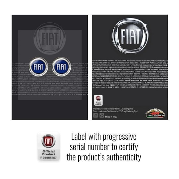3D-dekal - Fiat - Officiell logotyp - Diameter 21 mm - 2 delar - Blå
