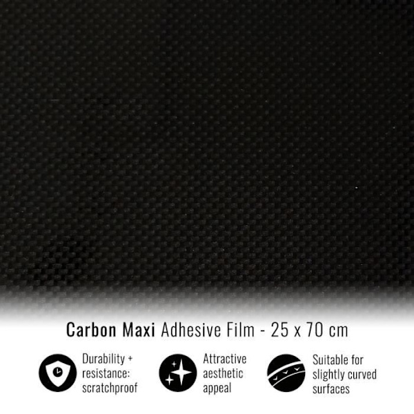 Film adhesiv inpackning - Ej specificerad - 25 x 70 cm - Kolfiber Effekt - Termoformbar - Svart