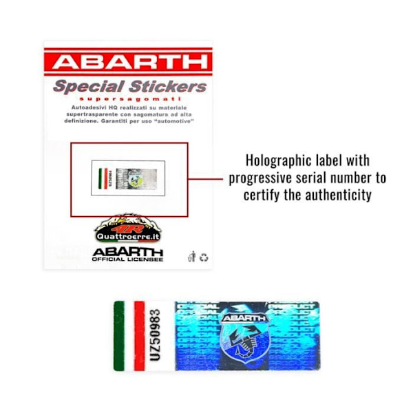 Abarth Official Scorpion Sticker Transparent med silverkontur, 120 mm