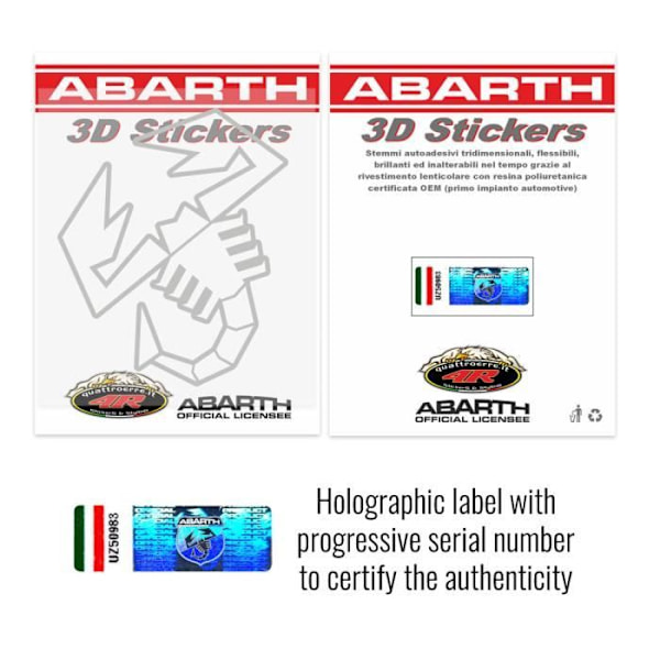 Abarth Official Scorpion Sticker Transparent med silverkontur, 120 mm