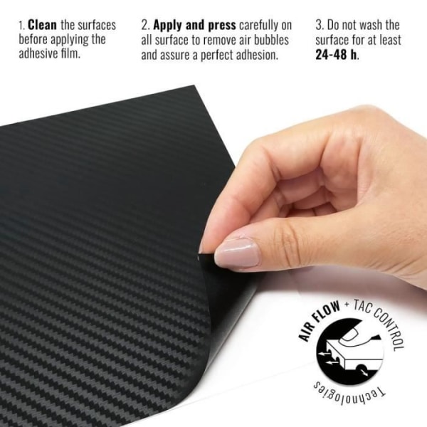 Filmadhesiv inpackning - Ej specificerad - 25 x 35 cm - Kolfiberlook - Repå resistent - Lätt att applicera