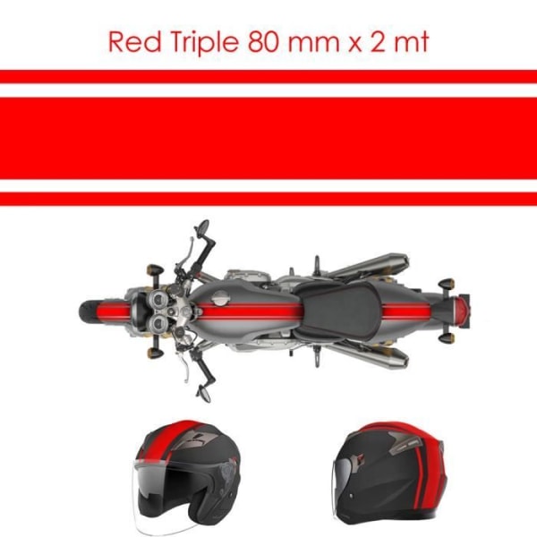 Racing självhäftande tejp för motorcyklar, trippel, röd, 80 mm x 2 mt
