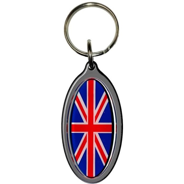 Motorcykel Soft Key Oval Nøglering England Sølv Base