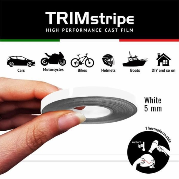 Klæbestrimler - Trimstriber - Hvid - 5 mm x 10 mt - CAST Vinyl - Multifunktionel Vit