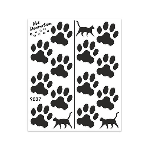 Sticker - Sticker - Cat Paw Prints - Sort - 20 x 24 cm - Dekorativt