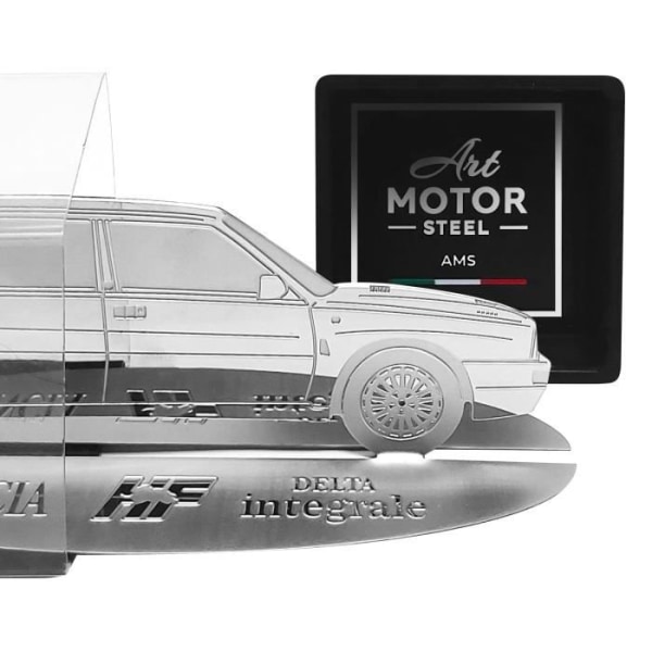 Lancia HF Delta Integrale graverad bilsiluettmodell i rostfritt stål