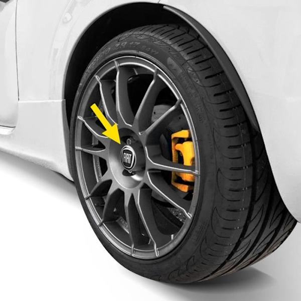 3D Stickers - Fiat - Hjulkapsel - Sort - 4 stk - Diameter 58 mm