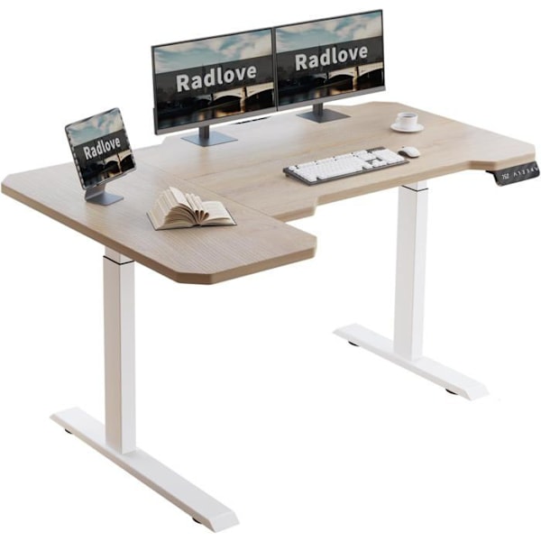 Radlove 150cm L Form Höjdjusterbart skrivbord-Elektriskt Höjdjusterbart Sitt-Stå-skrivbord, Ek kastanj