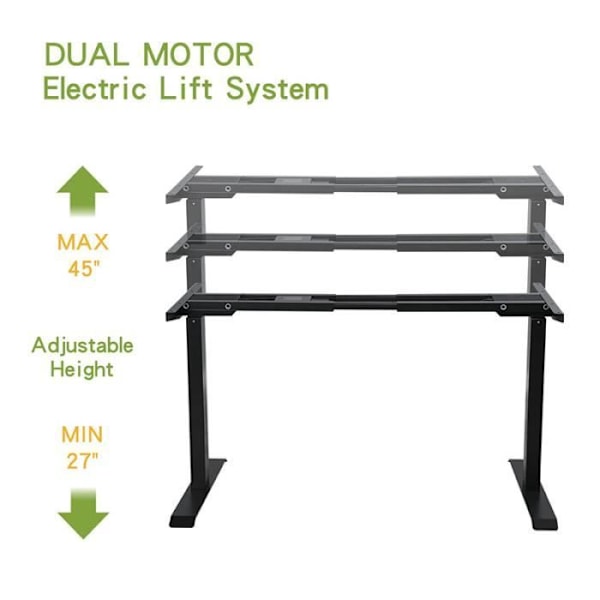 Radlove Höjdjusterbart skrivbord - Svart - Elektriskt lyftsystem - 4 automatiska minnetangentbord Svart