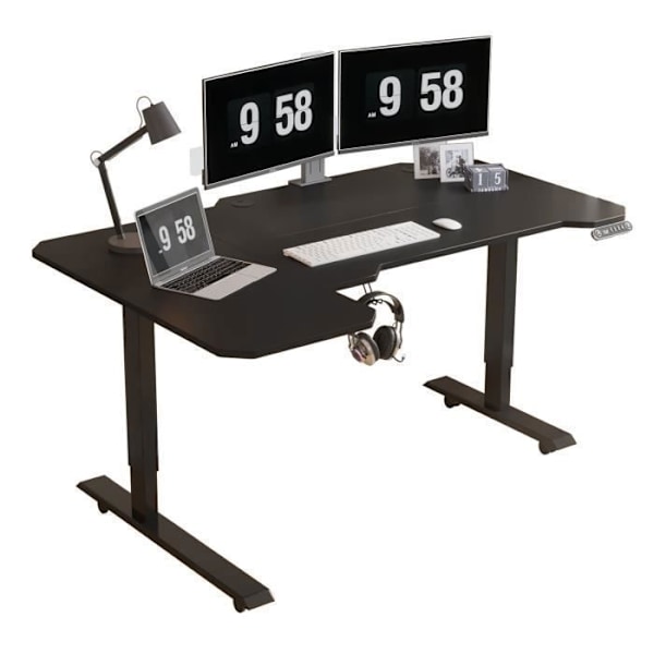 Radlove 150cm L Form Højde Justerbart Skrivebord-Elektrisk Højde Justerbart Sidde-Stå Skrivebord, Sort Svart