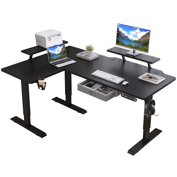 Radlove 160cm L Form Höjdjusterbart skrivbord-Elektriskt Höjdjusterbart Sitt-Stå-skrivbord,svart Svart
