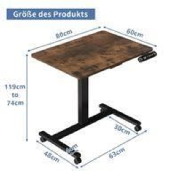 Bureau Debout Mobile électrique Radlove - Brun - 80 x 60 cm - Metall - Klassisk - Träutseende kastanj