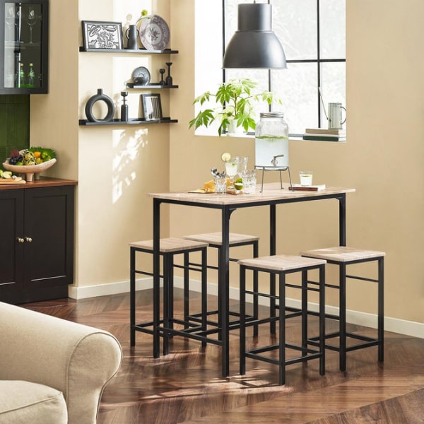 JotenOsta puiset keittiön patioruokailukalusteet, pöytä ja jakkarat, OGT11-N Wood table with 4 stools