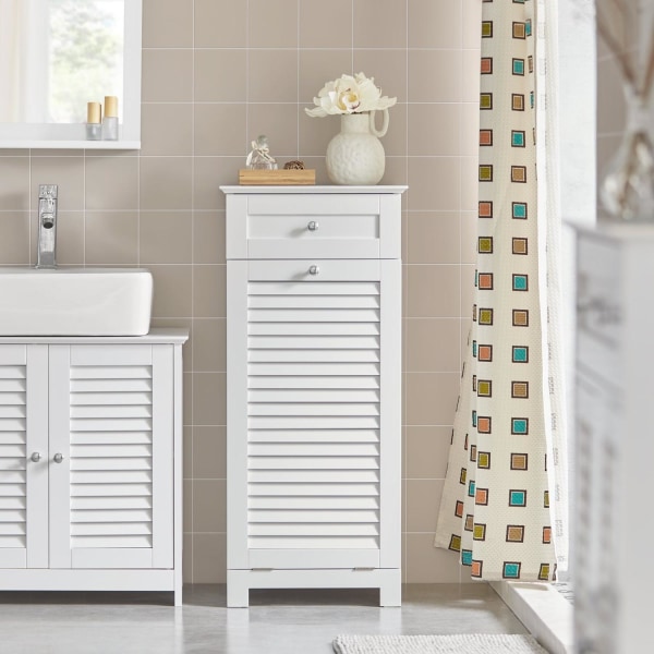 SoBuy Badrumsskåp tvättkorg och lådor Förvaringsmöbel BZR73-W White Laundry cabinet