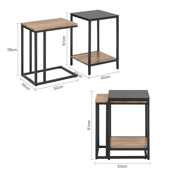 SoBuy Satsbord set om 2, Sidobord, Soffbord, Cafébord, FBT99-F