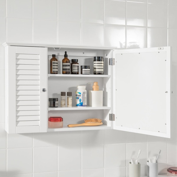 SoBuy Seinäkaappiin Peilikaappi valkoinen BZR55-W White Wall cabinet