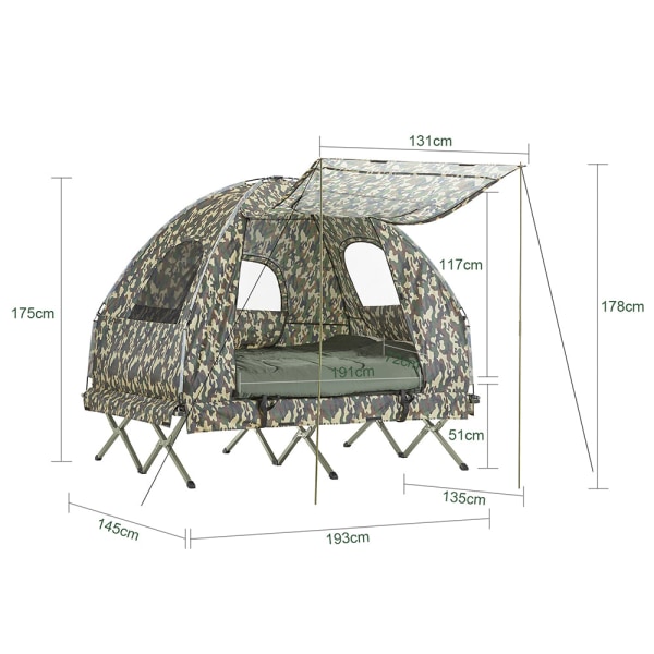 SoBuy Udendørs Campingtelt Camping seng med markise OGS61-L-TN