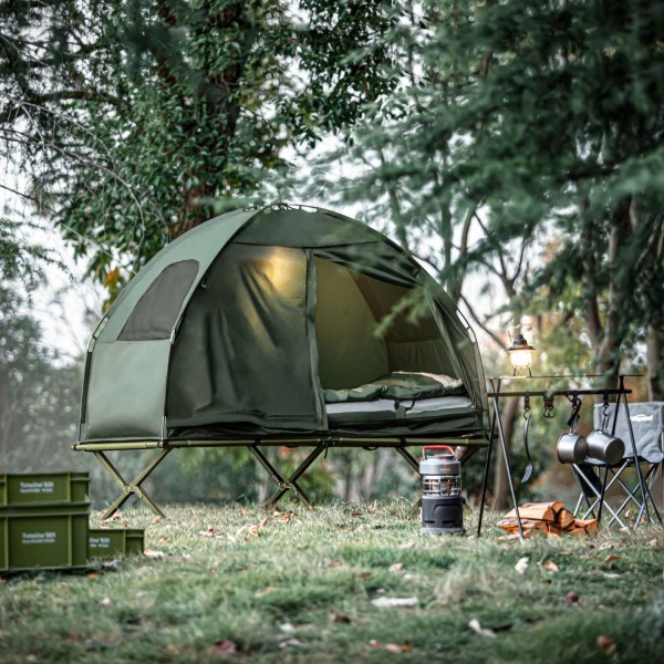 SoBuy, telt med sovepose til campingstol,sammenklappeligOGS32-GR green For 1 Person