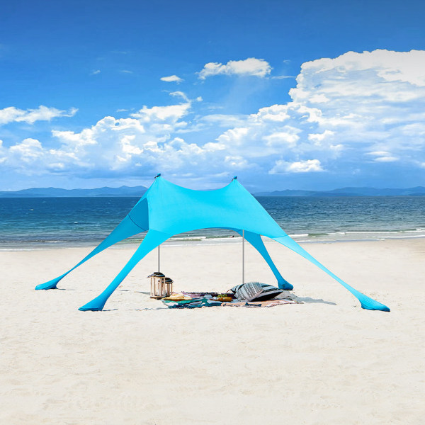 SoBuy Strandtelt med sandankre og bærbart parasol OZT01-HB light blue 300*300*200CM