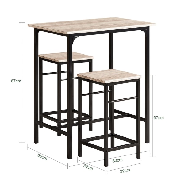 SoBuy Bordsæt med 2 taburetter Barbord Loungebord OGT10-N Wood Table with 2 stools