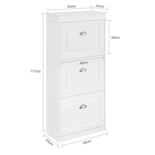 SoBuy Smalt skoskåp med fack Skohylla hög Hallmöbler vit FSR94-W White L53*B24*H117cm