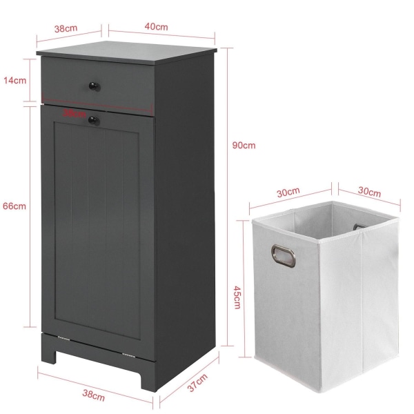 SoBuy Pyykkikaappi Kylpyhuone kaappi Pyykkikori BZR21-DG Grey Laundry cabinet(1 door)