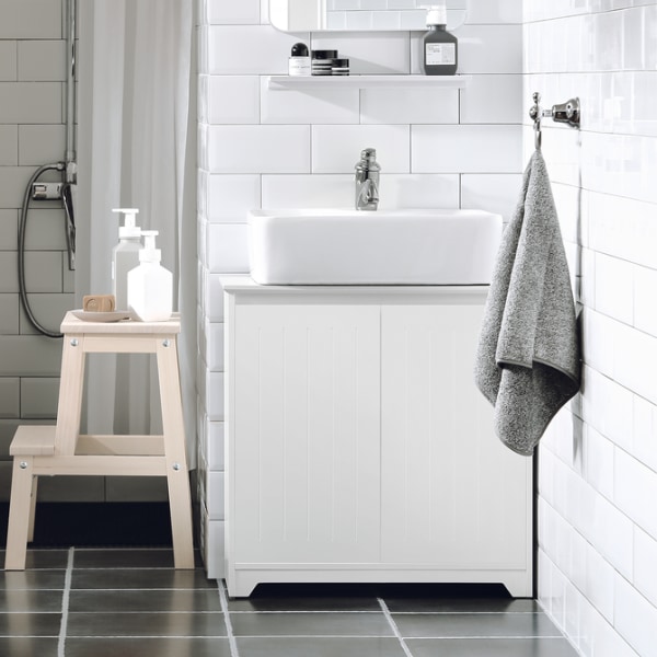 SoBuy Hjørneunderskab Underskab til håndvask med 2låger BZR108-W Sink cabinet(on wall)