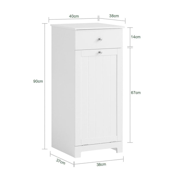 SoBuy Badrumsskåp med tvättkorg, Förvaringsmöbel badrum BZR21-W White Laundry cabinet(1 door)