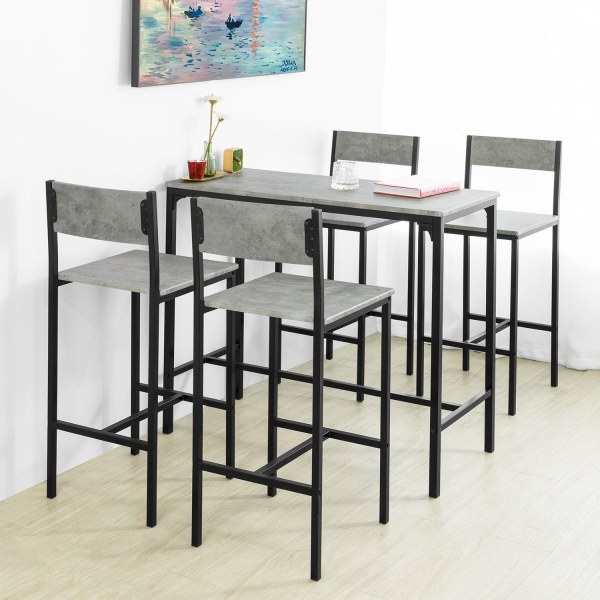 SoBuy Barbord Matgrupp Matbord Loungebord Utemöbler OGT14-HG Gray Rectangular table with 4 chairs