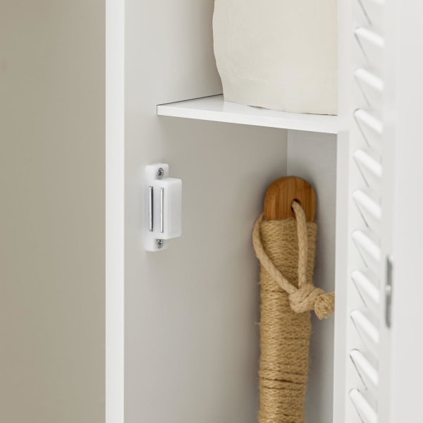 SoBuy Toalettrullehållare 1 dörr Badrumsskåp golvståend BZR49-W