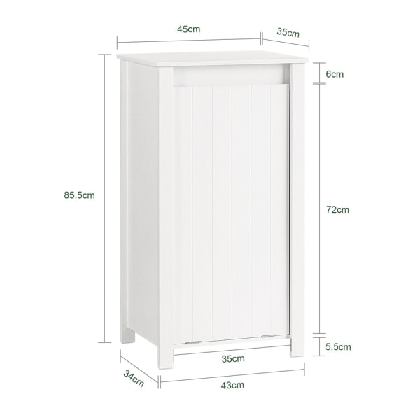SoBuy Badeværelsesskab med Vasketøjskurv BZR100-W Laundry cabinet