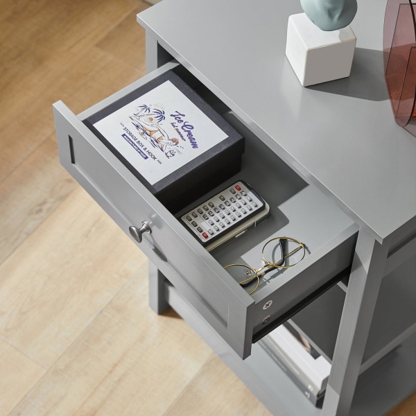SoBuy Sängbord med låda Förvaringsbord Soffbord grå FBT46-HG Grey