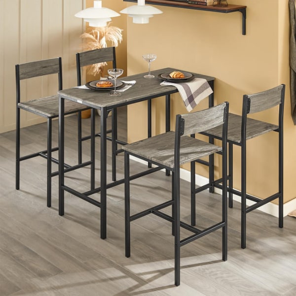 SoBuy Baaripöytä ja 4 tuolia Ruokailuryhmä OGT14-N Wood Rectangular table with 4 chairs