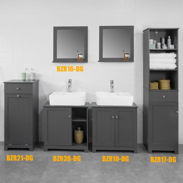 SoBuy Badrumsskåp med tvättkorg, Förvaringsmöbel badrum BZR21-DG Grey Laundry cabinet(1 door)