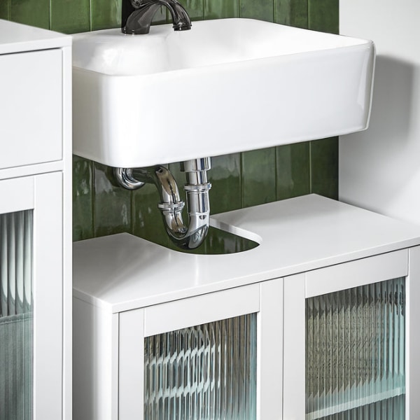 SoBuy Hjørneunderskab Underskab til håndvask med 2låger BZR115-W White Sink cabinet(on floor)