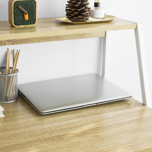 SoBuy Skrivbord med hylla och lådor, Laptopbord, FWT63-N