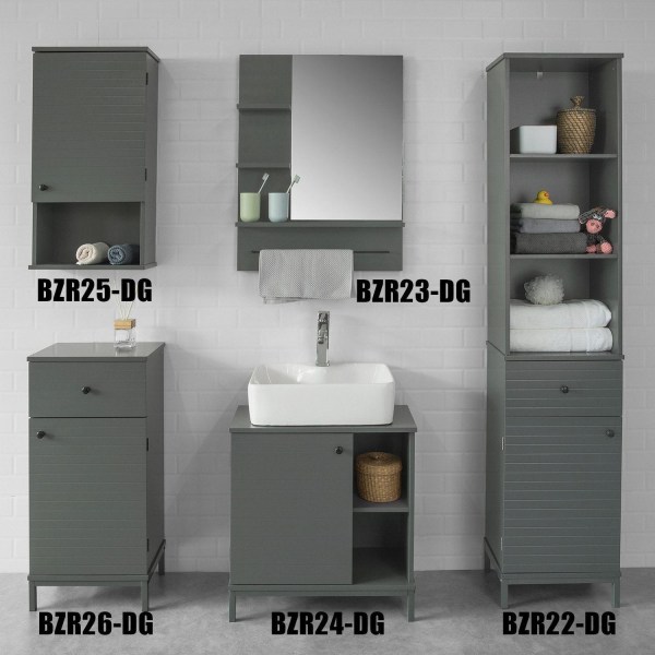 SoBuy Seinäkaappiin Kylpyhuoneen kalusteet Kulmahylly BZR25-DG Grey