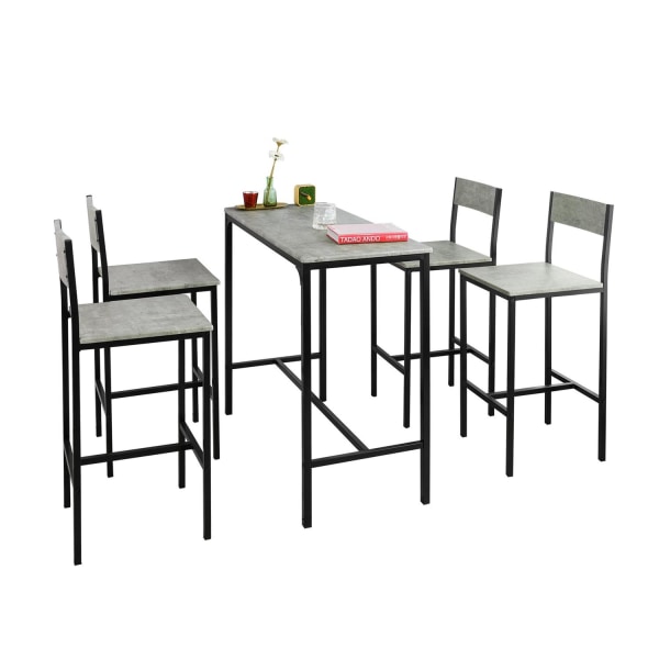 SoBuy Baaripöytä ja 4 baarijakkaraa Keittiön pöytä OGT14-HG Gray Rectangular table with 4 chairs