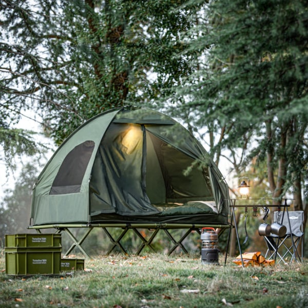 SoBuy,4-i-1 tält med sovsäck för campingstol OGS32-L-GR