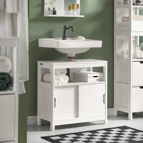 SoBuy Badeværelsesskab med plads til håndvask, hvid, FRG128-W White Sink cabinet(on wall)