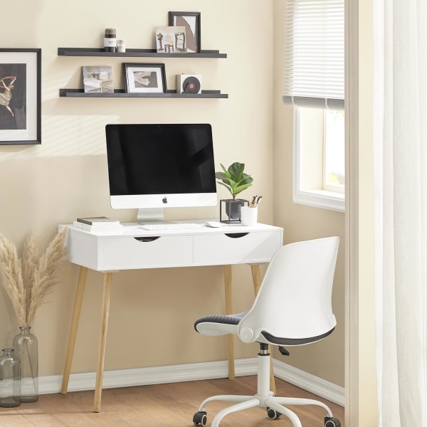 SoBuy Skrivebord med 2 skuffer Computerbord hvid FWT40-WN
