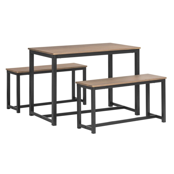 SoBuy Spisebordssæt - Spisebord 2 bænke 3 stk. OGT25-N Brown Table with 2 benches