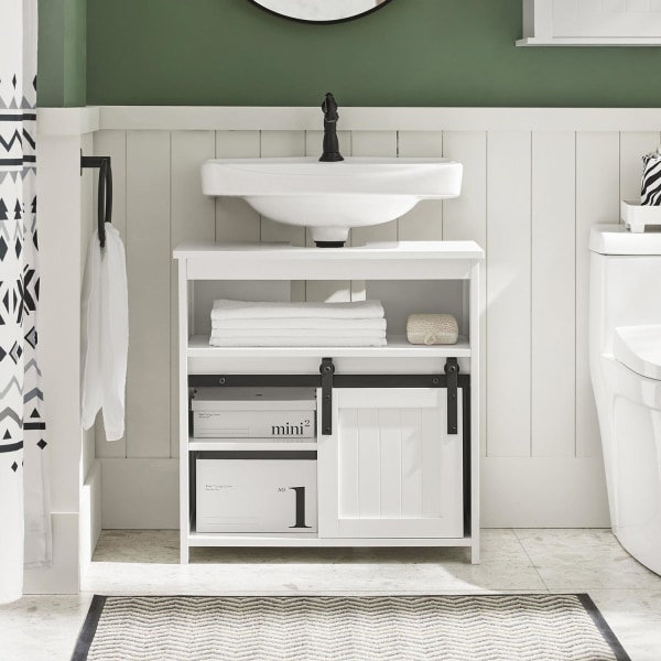 SoBuy Underskab til vask Skab med låger Badeværelsesskab BZR61-W Sink  cabinet(on wall) fd2c | Sink cabinet(on wall) | Fyndiq