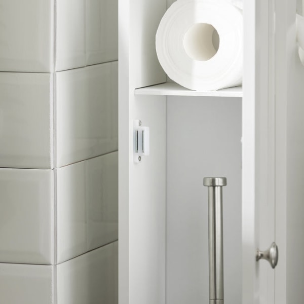SoBuy Fritstående badeværelsesskab med toiletrulleholderFRG135-W White W20 x D18 x H78cm