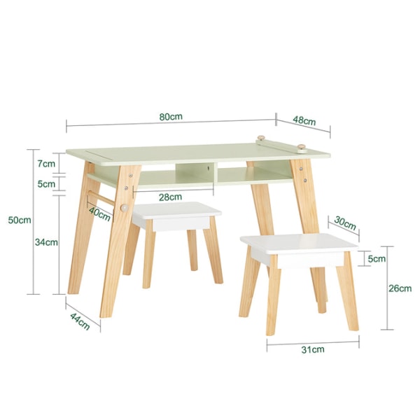 SoBuy Skrivbord för barn med stol med förvaringsskåp KMB92-GR 48*50*80cm