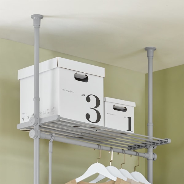 SoBuy Klädställning Öppen garderob Garderobssystem KLS07-HG Grey Length 52-80cm