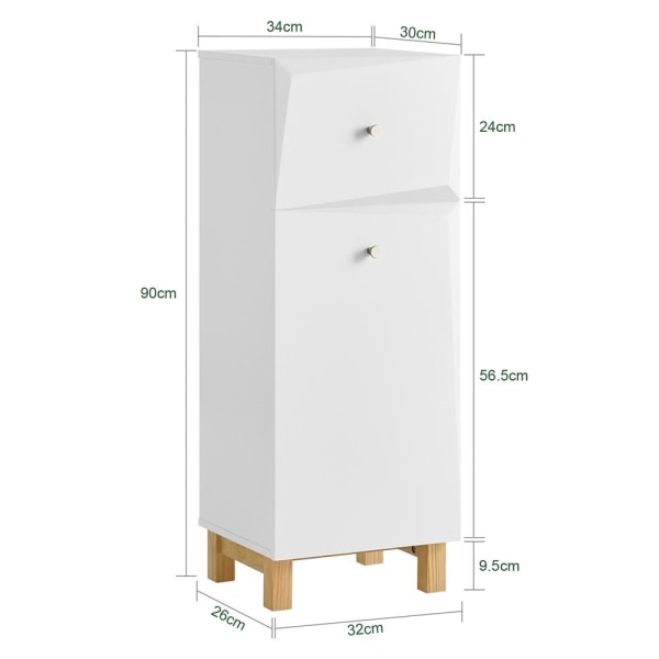 SoBuy Badrumsskåp med tvättkorg och lådor BZR93-W Laundry cabinet