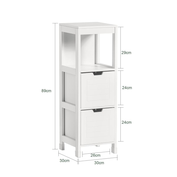 SoBuy, Kaappi 2 laatikkoa, Kylpyhylly FRG127-W White Base cabinet