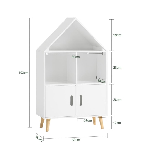 SoBuy Barnhylla Liten bokhylla Organizer leksaker böcker KMB58-W Vit